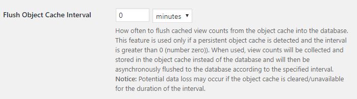 Post Views Counter - General Settings - Flush Object Cache Interval