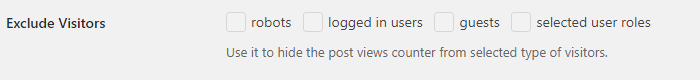 Post Views Counter - General Settings - Exclude Visitors