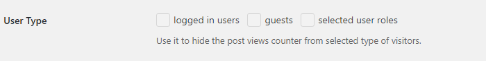 Post Views Counter - Display settings - User Type